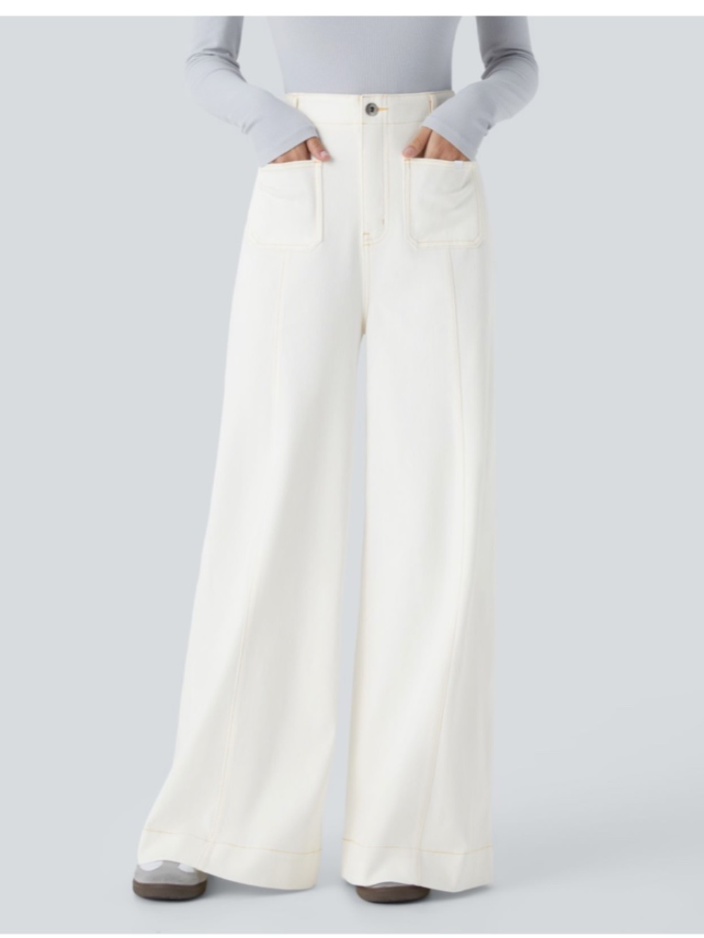 Halara Flex™ HighWaisted Wide Leg Jeans: Size Small, Beige Denim (New w/ Tags ) - Picture 4 of 5